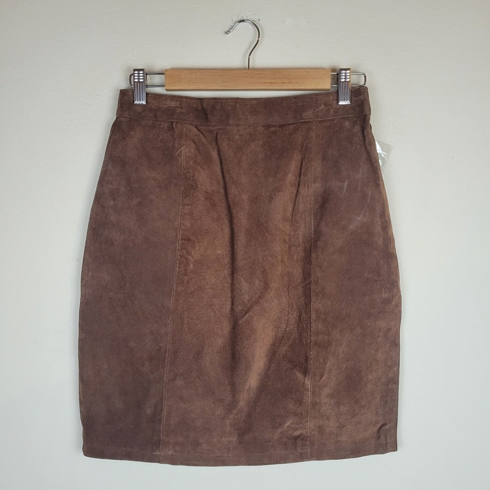 Vintage G-III Leather Skirt Small Brown Suede Mini High Waist Western Boho 90s